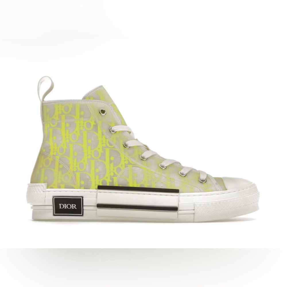 Authentic Dior B23 High Top White Yellow Oblique